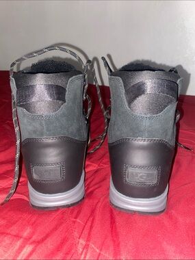 UGG Men's Black and Dark Gray Lace-Up Suede Boots…